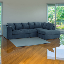 Luxor 5 Seater Navy Blue Jumbo Cord Right Hand L Shaped Corner Sofa with Scatter Back