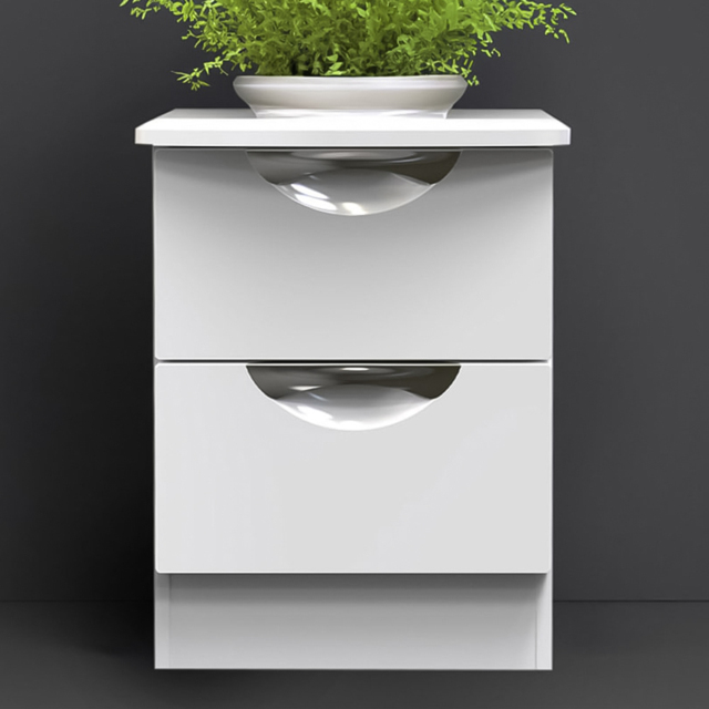Crowndale Camden 2 Drawer White Gloss Bedside Table - image 1