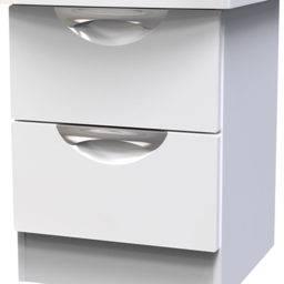 Crowndale Camden 2 Drawer White Gloss Bedside Table - thumbnail 2
