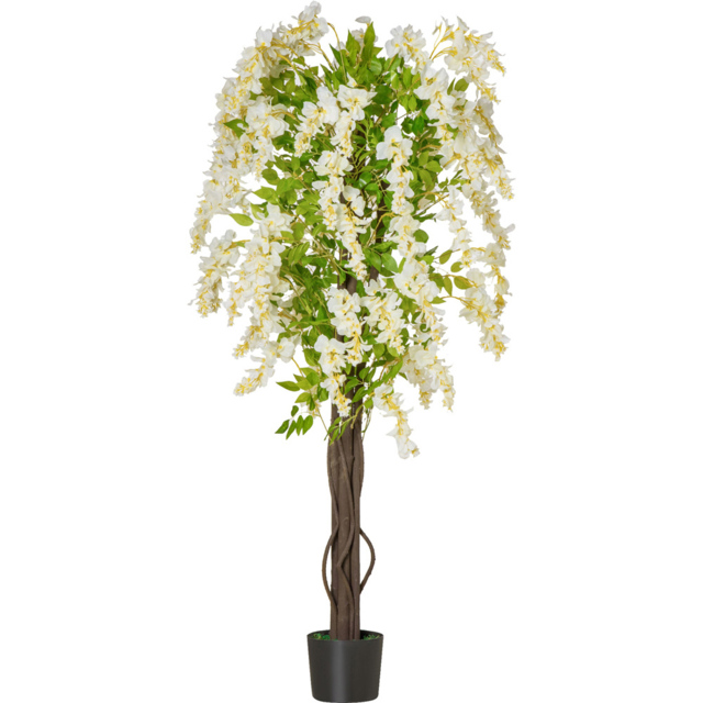 Portland White Flowers Wisteria Tree Artificial Plant In Pot 5.2ft - image 1