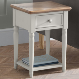 Julian Bowen Provence Single Drawer Grey Lacquer Lamp Table