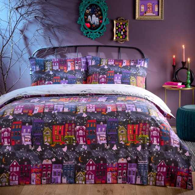 furn. King Size Creepy Town Reversible Charcoal Duvet Set - image 1
