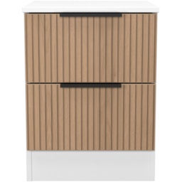 Crowndale Java Slatt Effect and White 2 Drawer Compact Bedside Cabinet - thumbnail 2