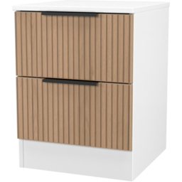 Crowndale Java Slatt Effect and White 2 Drawer Compact Bedside Cabinet - thumbnail 4