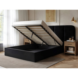 SOLACE+CO Sienna Black King Size Velvet Ottoman Storage Bed - thumbnail 4