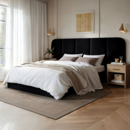 SOLACE+CO Sienna Black King Size Velvet Ottoman Storage Bed