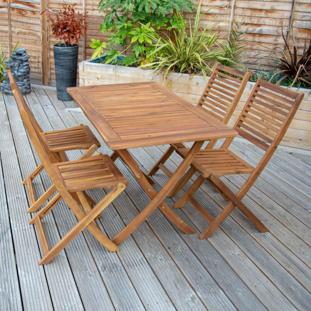 Charles Bentley Acacia 4 Seater Rectangular Dining Set - image 1