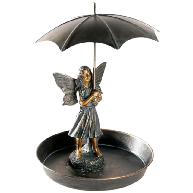 Marco Paul Resin Fairy with Umbrella Bird Feeder - image 1