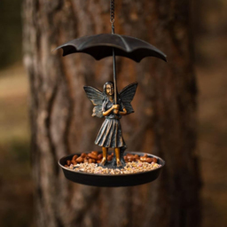 Marco Paul Resin Fairy with Umbrella Bird Feeder - thumbnail 3