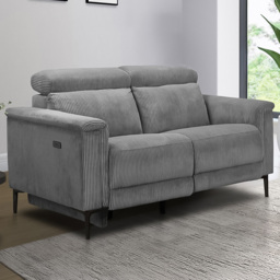 Loft24 Lund 2 Seater Grey Corduroy Electric Recliner Sofa - thumbnail 1
