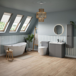 Bathstore Amalfi 2 Door Grey Floor Standing Cloakroom Basin Unit - thumbnail 2