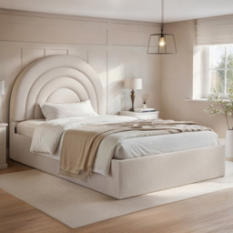 Flair Ava Cream Small Double Boucle Ottoman Bed