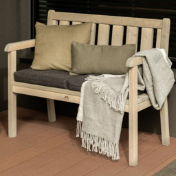 AMATA Ungurs 2 Seater Grey Wooden Straight Garden Bench - thumbnail 1
