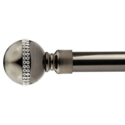 New Edge Blinds Bejeweled Black Silk Extendable Eyelet Metal Curtain Pole Set 160-300cm