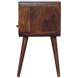 Artisan Furniture Mini Chestnut Single Drawer Single Shelf Mango Wood Curved Open Bedside Table - thumbnail 4