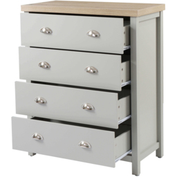 Home Source Avon Grey 4 Drawer Storage Chest - thumbnail 3