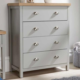 Home Source Avon Grey 4 Drawer Storage Chest - thumbnail 1