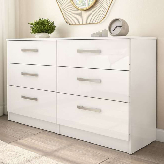 Lynx 6 Drawer White Chest of Drawers - image 1