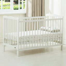 Brooklyn White Wooden Baby Cot Crib with Mattress