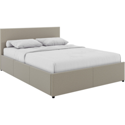 VIDA DESIGNS Veronica Beige Linen King Size Ottoman Bed with Padded Headboard - thumbnail 2