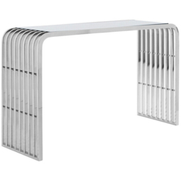 Premier Housewares Vogue Glass Console Table with Mirrored Stainless Steel Base - thumbnail 2