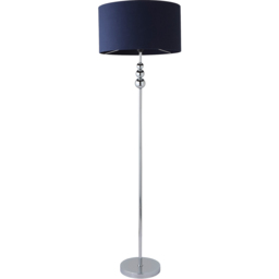 ValueLights Marissa Reni Navy Blue Shade and Chrome Ball LED Floor Lamp