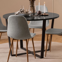 Florence Amble 4 Seater Black Marble Melamine Top Round Dining Table