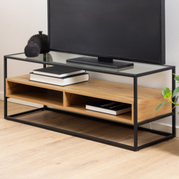 Florence Randolf 3 Shelf Black and Oak TV Unit