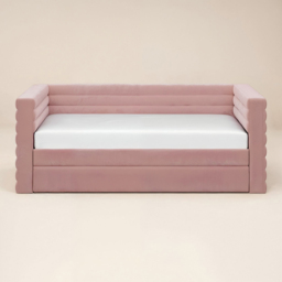 Flair Yuma Velvet Pink Guest Bed with Pull-Out Trundle - thumbnail 3