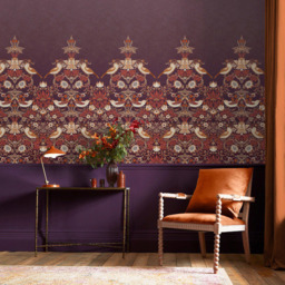 William Morris Strawberry Thief Plum Mural - thumbnail 1