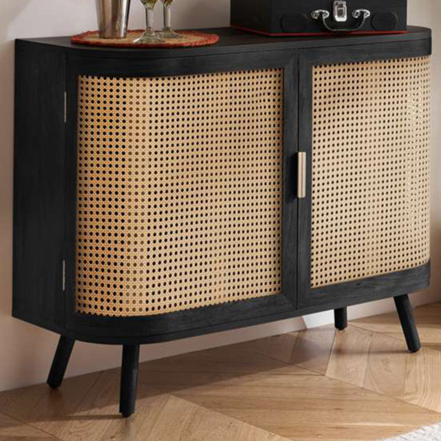 Birlea Noah Black Rattan 2 Door Sideboard - image 1