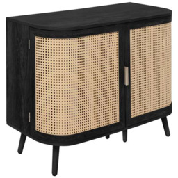Birlea Noah Black Rattan 2 Door Sideboard - thumbnail 2