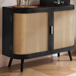 Birlea Noah Black Rattan 2 Door Sideboard