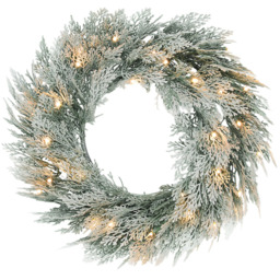 StarBright Flocked Front Door Prelit Christmas Wreath with Timer - thumbnail 1