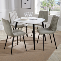 Core Products Aspen White and Light Grey 4 Seater Square Dining Set