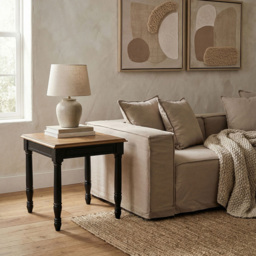 Premier Housewares Loire Square Black and Natural Wooden Side Table - thumbnail 2