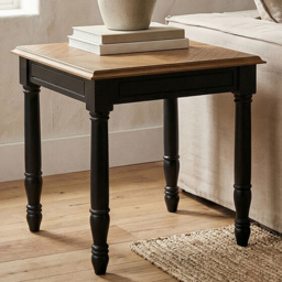 Premier Housewares Loire Square Black and Natural Wooden Side Table
