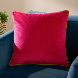 Furn Meridian Velvet Hot Pink and Lime Cushion 45 x 45cm - thumbnail 2