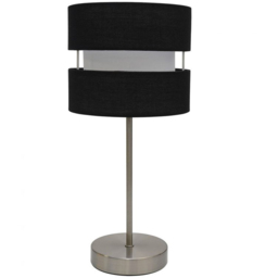 Kliving Black Layered Fabric Shade Chrome Table Lamp