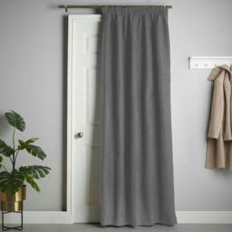 Alan Symonds Velvet Chenille Fleece Lined Pencil Pleat Taped Top Curtains Slate 137 x 213cm