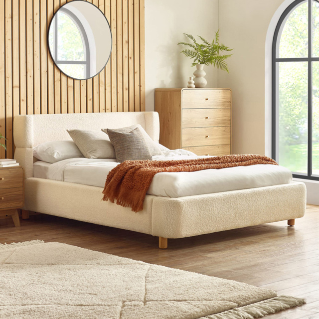 Julian Bowen Oberon King Size Cream Boucle Upholstered Bed - image 1