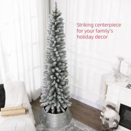 StarBright Snow Flocked Pencil Artificial Christmas Tree 7ft - thumbnail 4