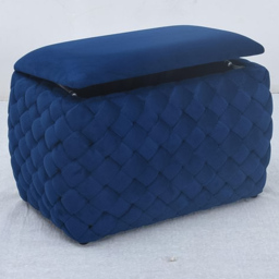 Artemis Home Plumeo Velvet Dark Blue Storage Ottoman