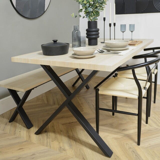 Ashford 4 Seater Natural Oak and Black Dining Table