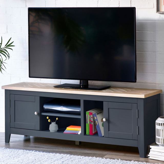 Julian Bowen 2 Door 3 Shelf Bordeaux Dark Grey TV Unit - image 1