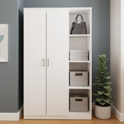 GFW Bailey White 2 Door 4 Shelf Wardrobe - thumbnail 3