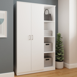 GFW Bailey White 2 Door 4 Shelf Wardrobe - thumbnail 1