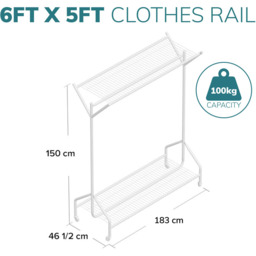House of Home Heavy Duty Clothes Rail with Two Racks 6 x 5ft - thumbnail 4