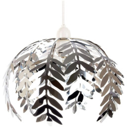 Happy Homewares Fern Leaf Design Ceiling Pendant Shade in Silver Chrome Finish