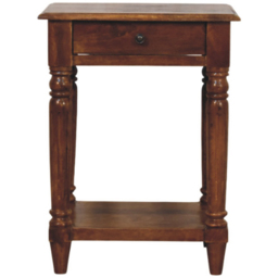 Artisan Furniture Chestnut Brown Single Drawer Solid Wood Turned Legs Side Table - thumbnail 2